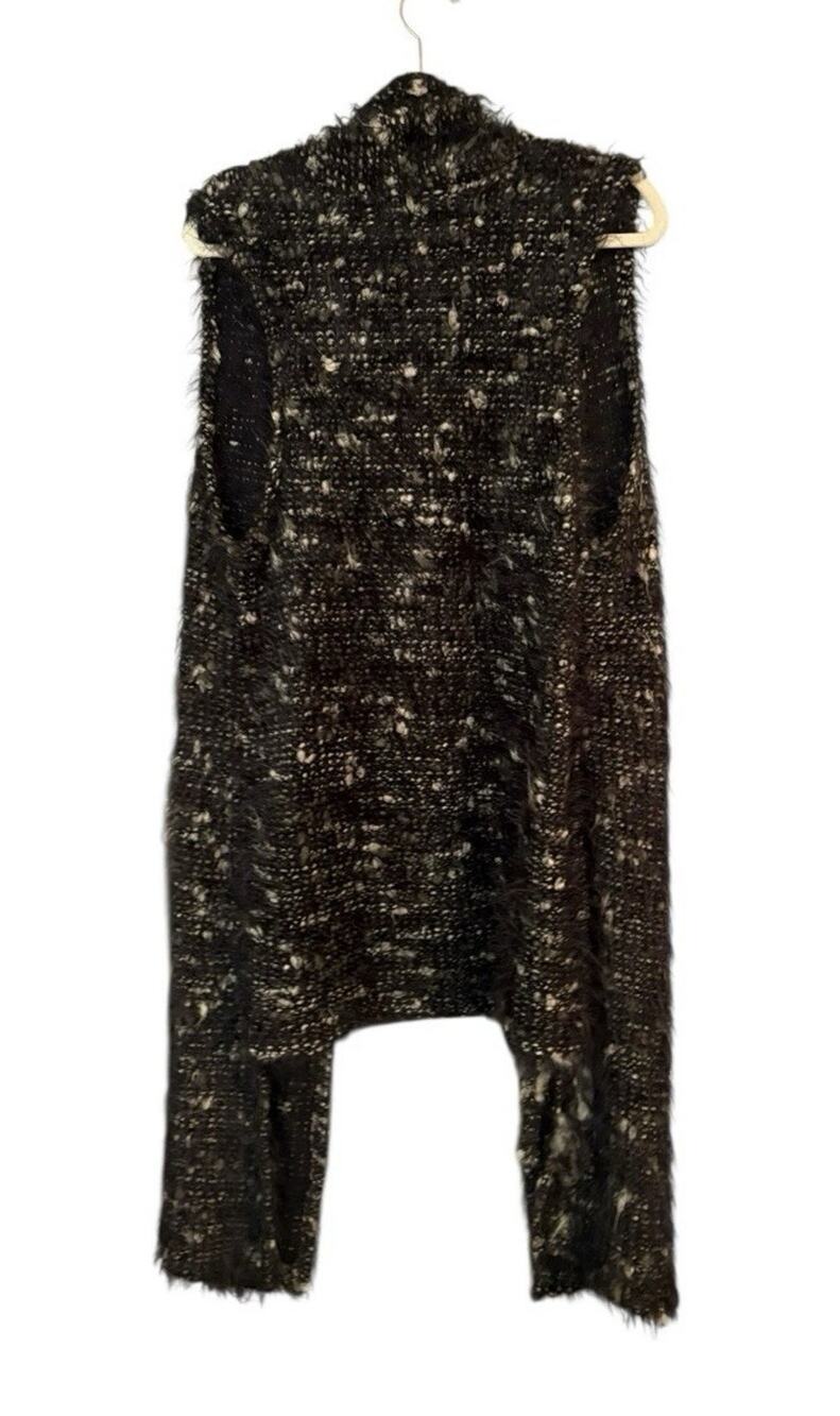 Bryn Walker Wool Blend Edmund Vest Open Front Textured Black Blue Cardigan Sz XL